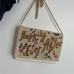 “Happily Ever After” bride beaded bag with cross body Chain